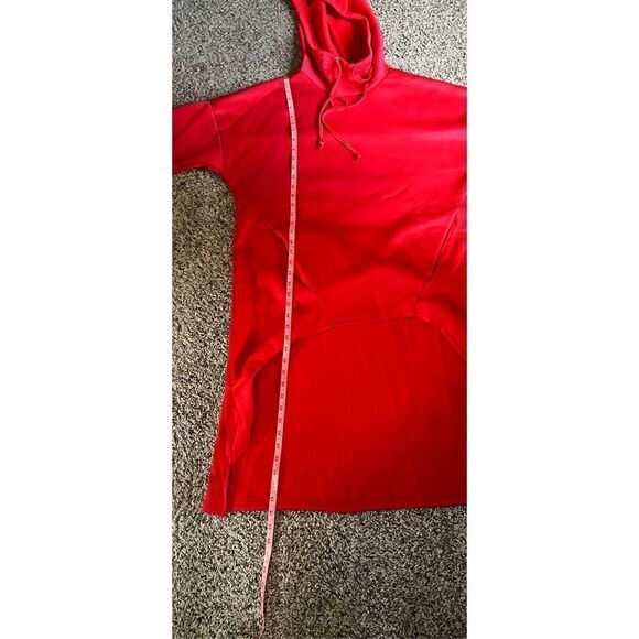 🔥Red High-low casual hoodie, long sleeve drawstring sweatshirt, size Lg/XL (14) - Picture 14 of 15